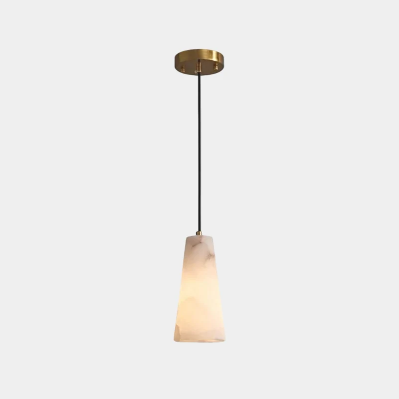 Brass Natural Alabaster Conical Pendant Light