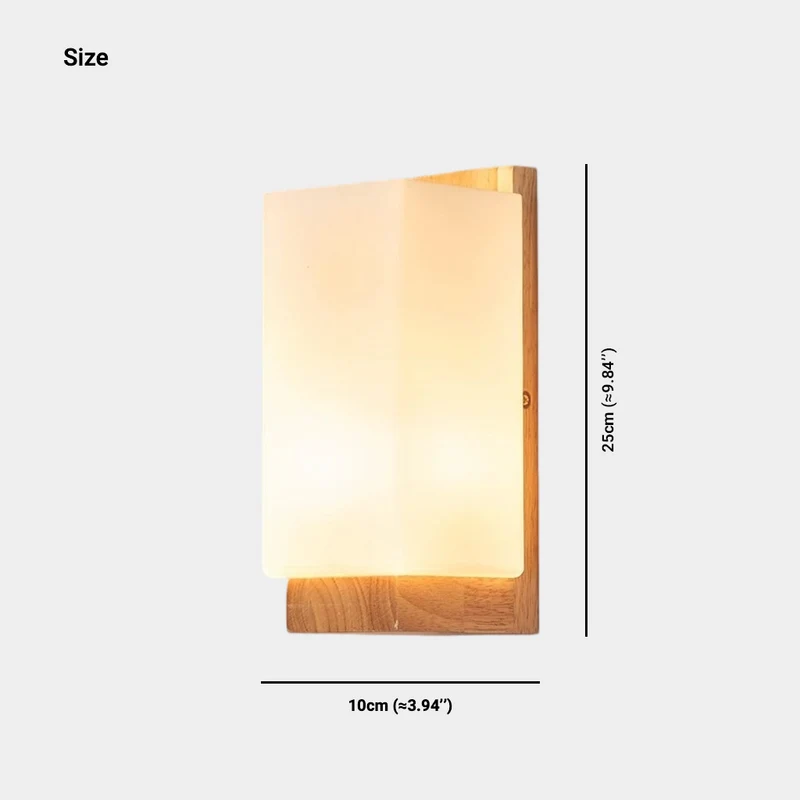 Minimalist Wood Rectangle Wall Lamp for Bedside