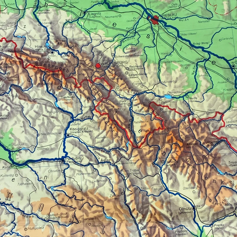 Vintage Schulkarte – Deutsche Mittelgebirge – Erdkunde Geografie Lehrtafel Haack Painke Rollbild Gebraucht