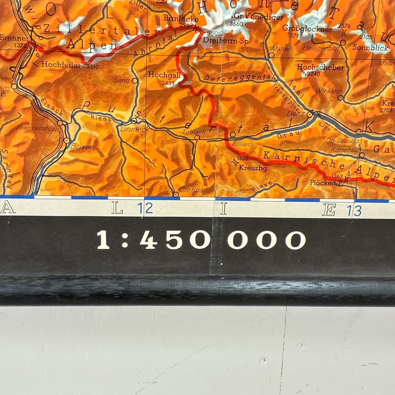 Vintage Schulkarte – Deutsche Mittelgebirge – Erdkunde Geografie Lehrtafel Haack Painke Rollbild Gebraucht