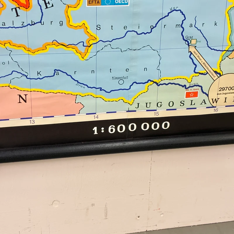 Vintage Schulkarte – Deutschland nach dem 2. Weltkrieg – Geschichte Geografie Lehrtafel Justus Perthes Rollbild Gebraucht