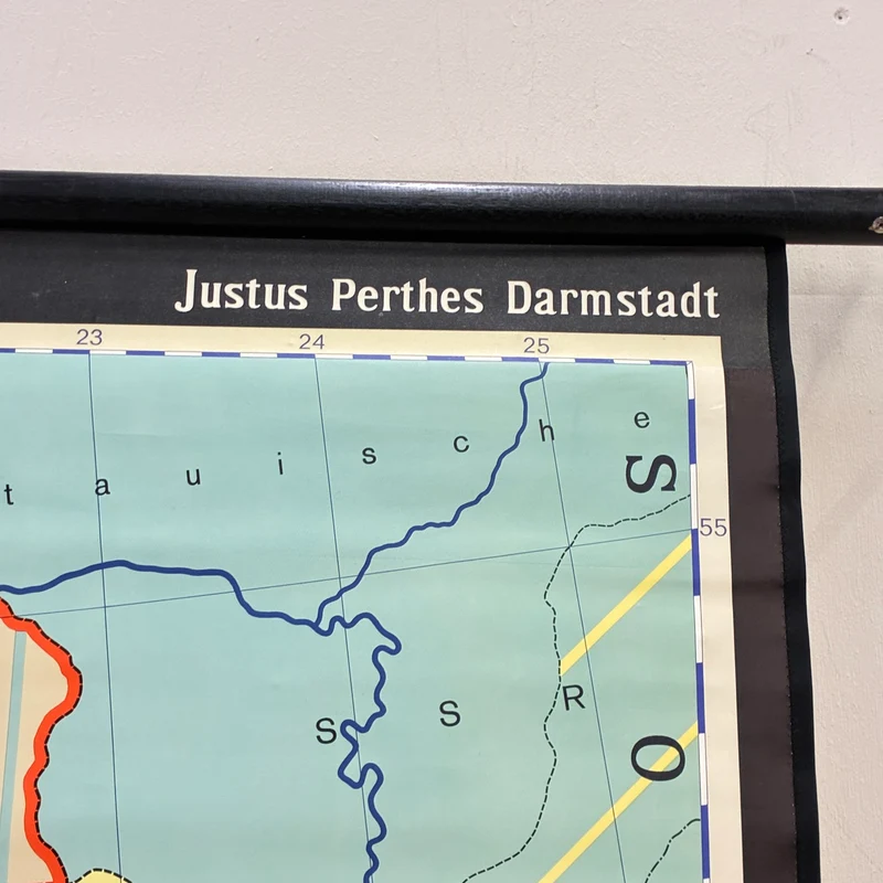 Vintage Schulkarte – Deutschland nach dem 2. Weltkrieg – Geschichte Geografie Lehrtafel Justus Perthes Rollbild Gebraucht