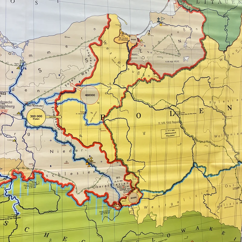 Vintage Schulkarte – Die Weimarer Republik – Geschichte Geografie Lehrtafel Justus Perthes Rollbild Gebraucht