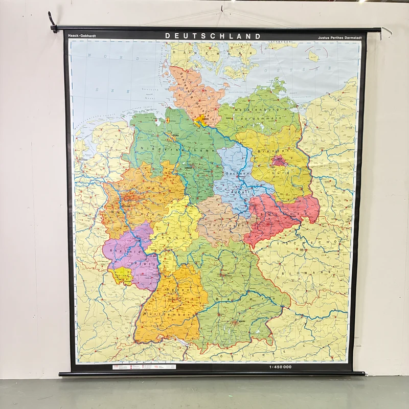Vintage Schulkarte – Deutschland – Erdkunde Geografie Lehrtafel Justus Perthes Rollbild Gebraucht