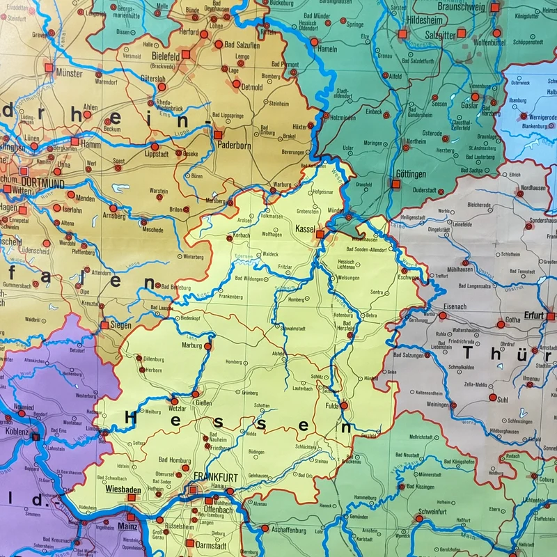 Vintage Schulkarte – Deutschland – Erdkunde Geografie Lehrtafel Justus Perthes Rollbild Gebraucht