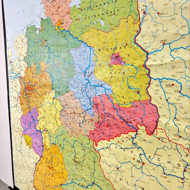 Vintage Schulkarte – Deutschland – Erdkunde Geografie Lehrtafel Justus Perthes Rollbild Gebraucht
