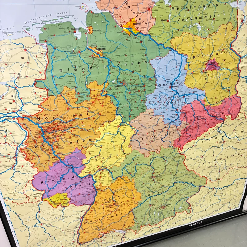 Vintage Schulkarte – Deutschland – Erdkunde Geografie Lehrtafel Justus Perthes Rollbild Gebraucht