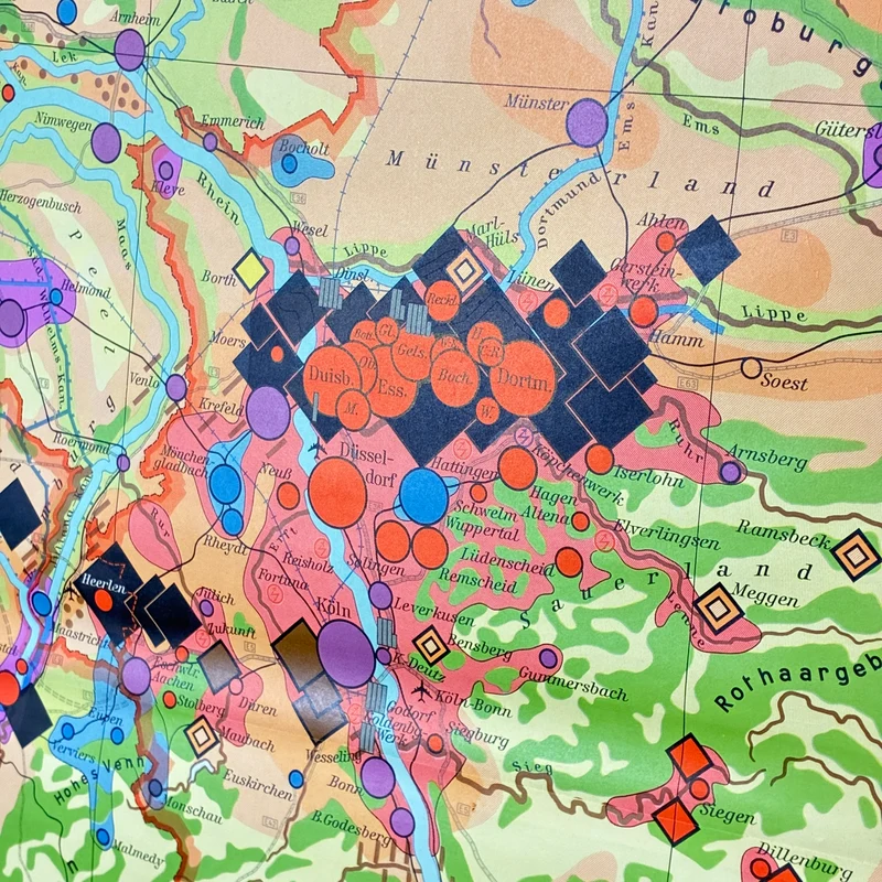 Vintage Schulkarte – Deutschland Wirtschaft – Erdkunde Geografie Lehrtafel Westermann Rollbild Gebraucht