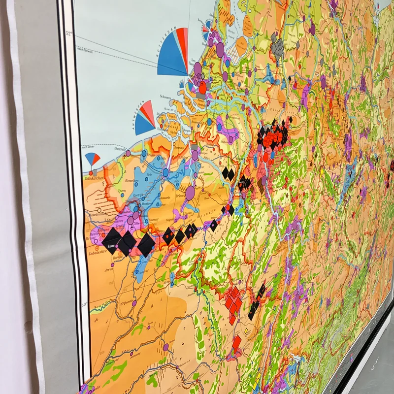 Vintage Schulkarte – Deutschland Wirtschaft – Erdkunde Geografie Lehrtafel Westermann Rollbild Gebraucht