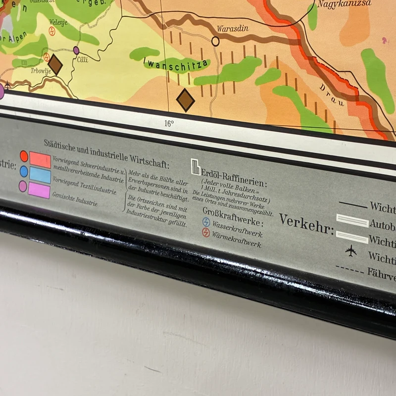 Vintage Schulkarte – Deutschland Wirtschaft – Erdkunde Geografie Lehrtafel Westermann Rollbild Gebraucht
