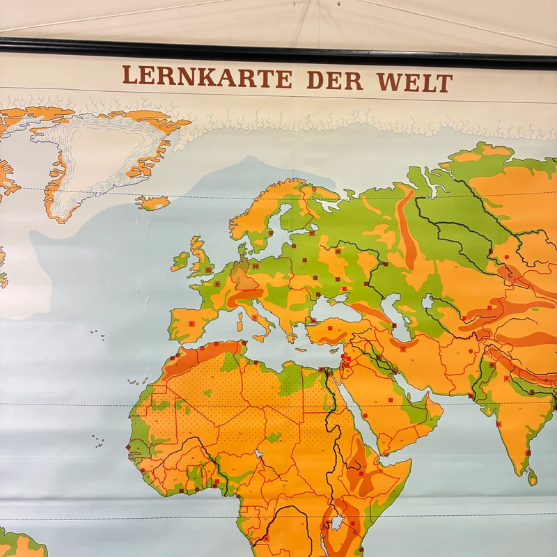 Vintage Schulkarte – Lernkarte der Welt – Erdkunde Geografie Lehrtafel Justus Perthes Rollbild Gebraucht