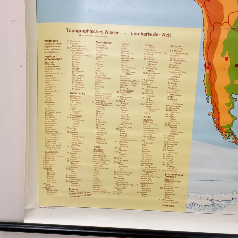 Vintage Schulkarte – Lernkarte der Welt – Erdkunde Geografie Lehrtafel Justus Perthes Rollbild Gebraucht