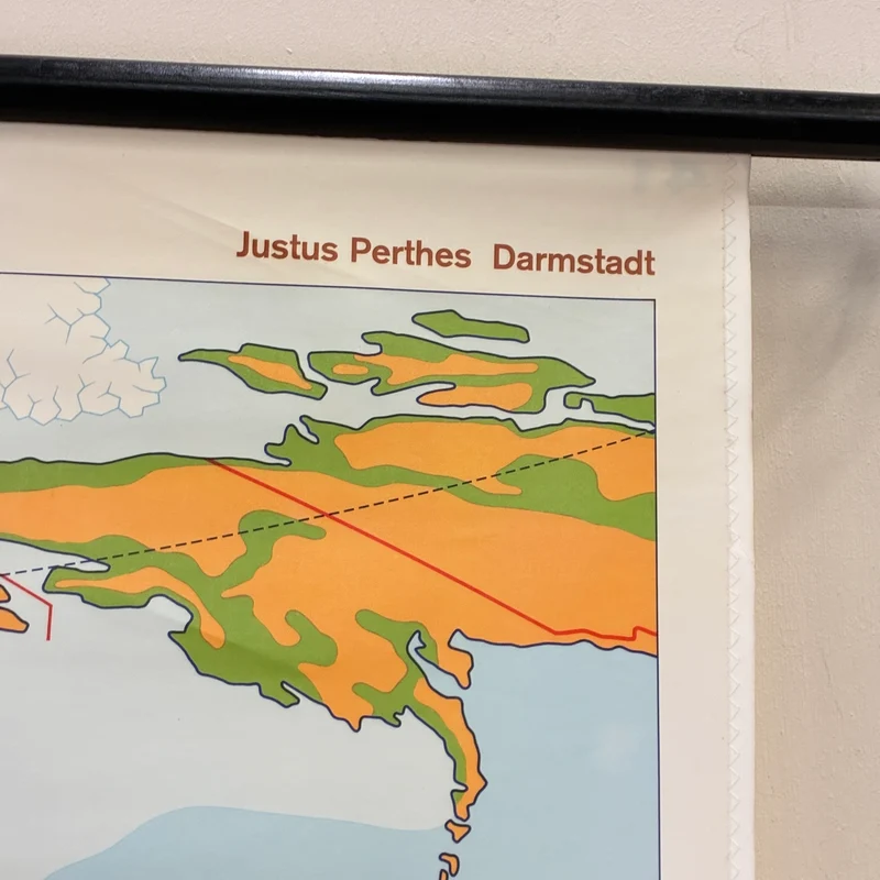 Vintage Schulkarte – Lernkarte der Welt – Erdkunde Geografie Lehrtafel Justus Perthes Rollbild Gebraucht