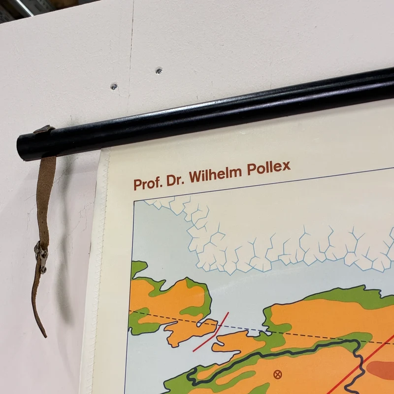Vintage Schulkarte – Lernkarte der Welt – Erdkunde Geografie Lehrtafel Justus Perthes Rollbild Gebraucht