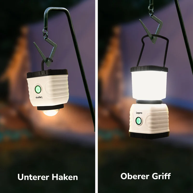 Lepro LED Camping Lampe USB wiederaufladbar, 4 Modi, 1300 Lumen, Weiß | Campinglampe mit 3600 mAh Powerbank IPX4,USB-Kabel im Lieferumfang enthalten,für Hurrikan-Notfälle,Wandern,Zuhause und mehr [Energieklasse A]