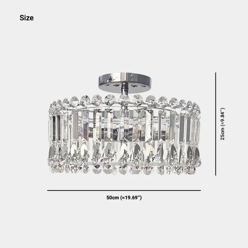 Chrome Crystal Droplet Ceiling Light Semi-Flush Mount