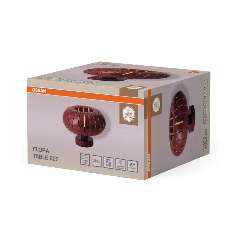 OSRAM DECOR Leuchte Flora Table Rot, 28 cm ⌀, 220-240 V, E27, IP20