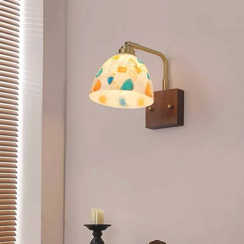 Seashell Wall Lamp Adjustable with Wood Backplate