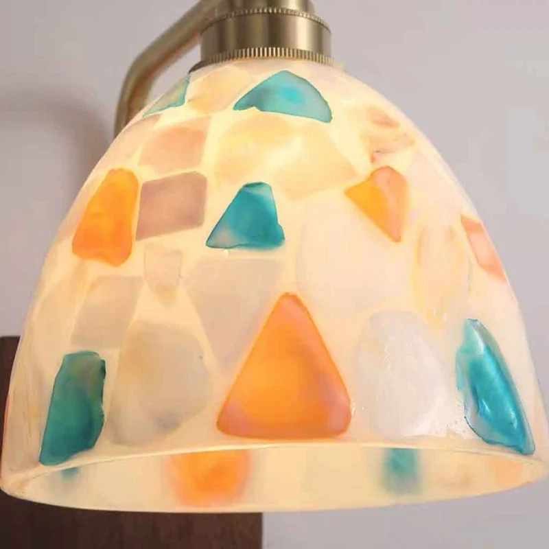 Seashell Wall Lamp Adjustable with Wood Backplate