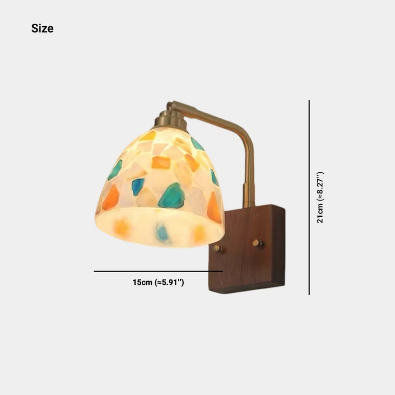 Seashell Wall Lamp Adjustable with Wood Backplate