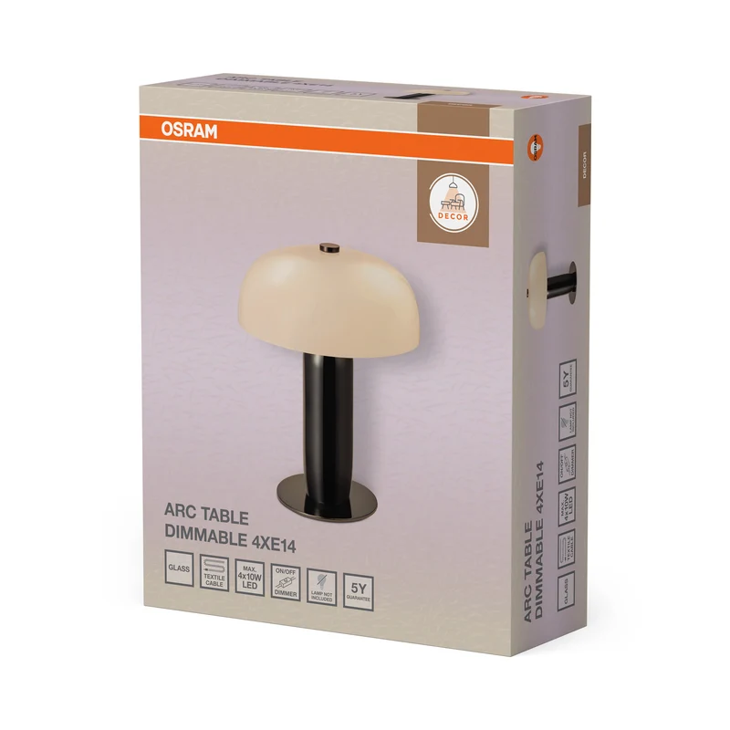 OSRAM DECOR Leuchte Arc Table Grau, 35 cm ⌀, Stahl, 220-240 V, E14, IP20