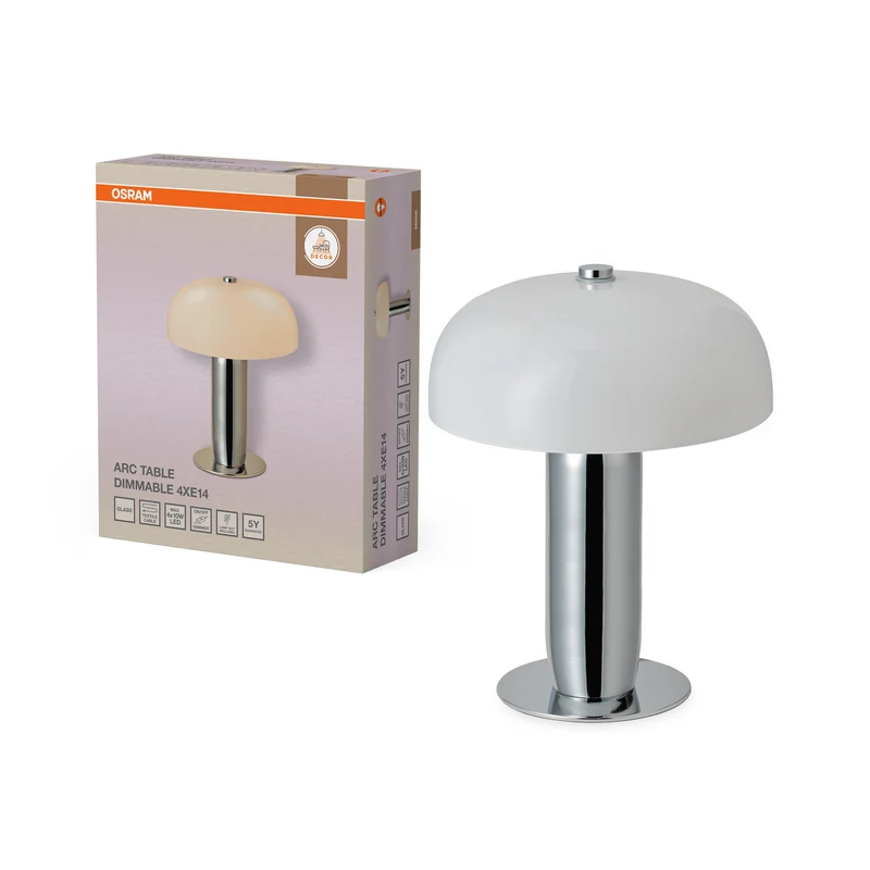 OSRAM DECOR Leuchte Arc Table Chrome, 35 cm ⌀, Stahl, 220-240 V, E14, IP20