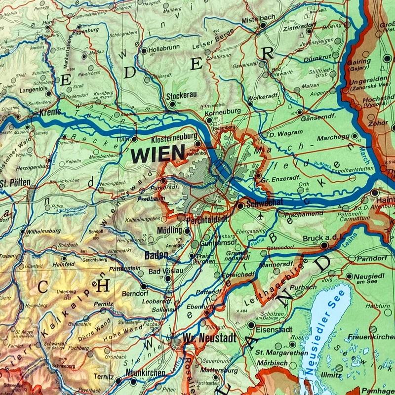Vintage Schulkarte – Österreich Ostalpen – Erdkunde Geografie Lehrtafel Freytag-Berndt Rollbild Gebraucht