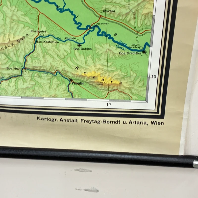 Vintage Schulkarte – Österreich Ostalpen – Erdkunde Geografie Lehrtafel Freytag-Berndt Rollbild Gebraucht