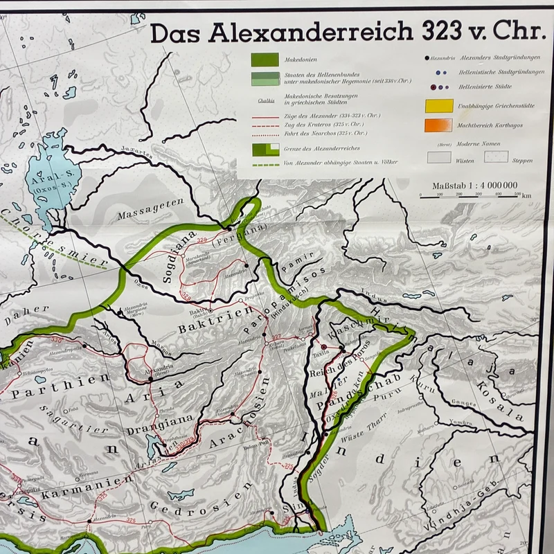 Vintage Schulkarte – Griechenland in der Welt der Antike – Geschichte Geografie Lehrtafel Stiefel Rollbild Gebraucht