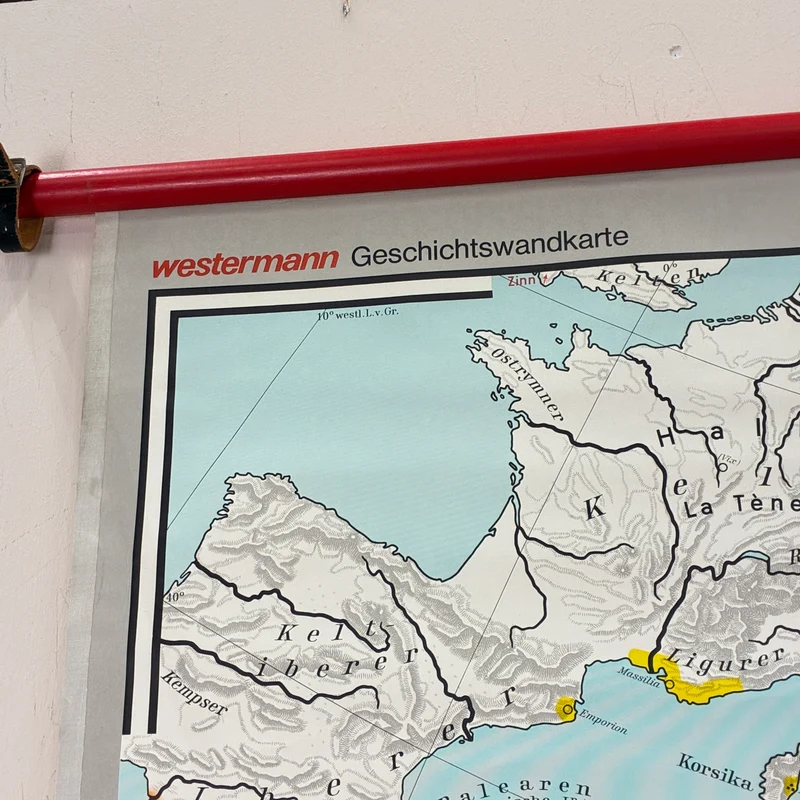 Vintage Schulkarte – Griechenland in der Welt der Antike – Geschichte Geografie Lehrtafel Stiefel Rollbild Gebraucht