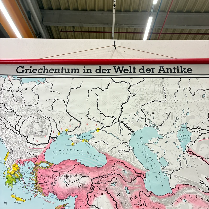 Vintage Schulkarte – Griechenland in der Welt der Antike – Geschichte Geografie Lehrtafel Stiefel Rollbild Gebraucht
