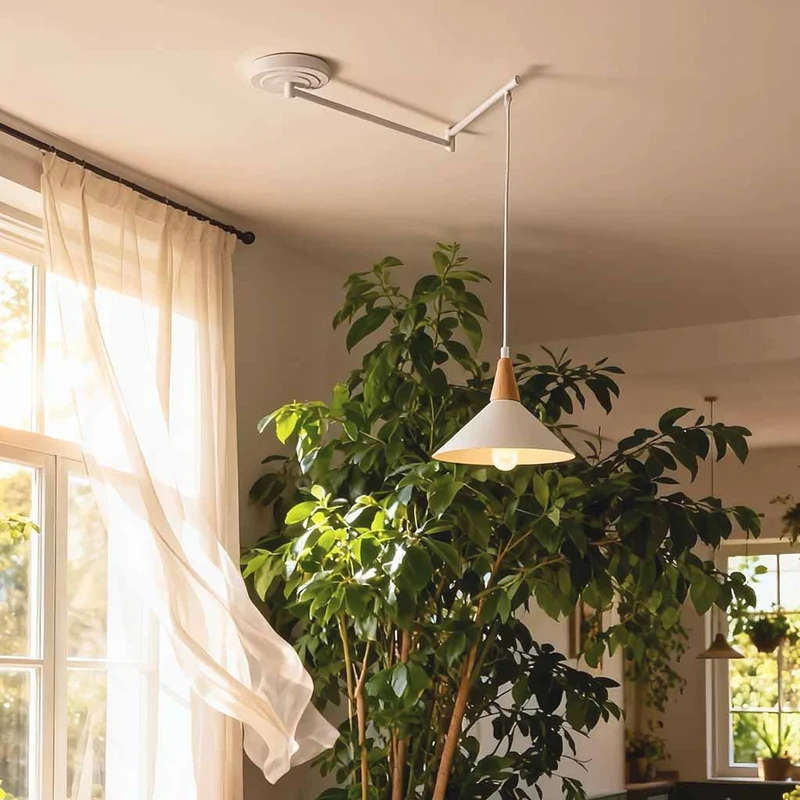 Adjustable Swing Arm Cone Pendant Light