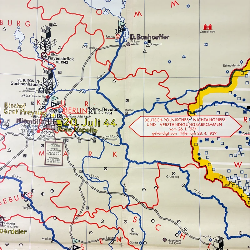 Vintage Schulkarte – Deutschland unter Hitler-Diktatur – Politik Geografie Lehrtafel Justus Perthes Rollbild Gebraucht