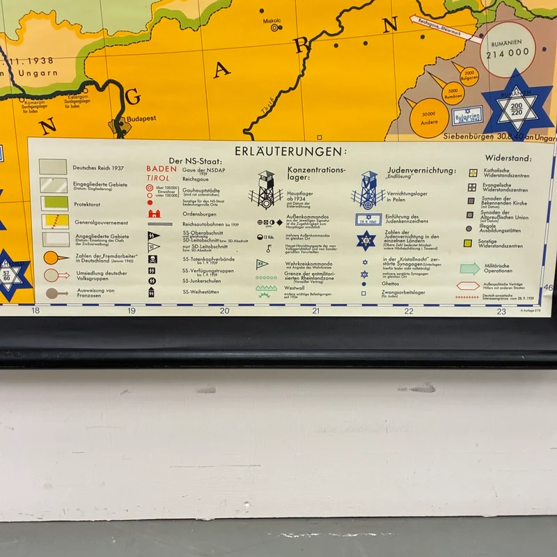 Vintage Schulkarte – Deutschland unter Hitler-Diktatur – Politik Geografie Lehrtafel Justus Perthes Rollbild Gebraucht