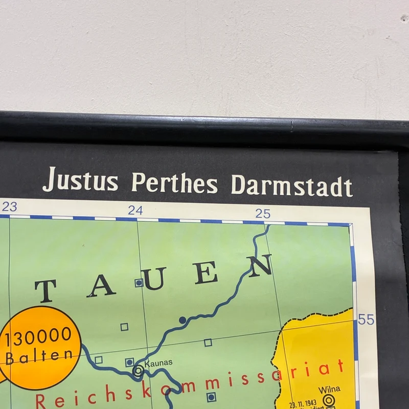 Vintage Schulkarte – Deutschland unter Hitler-Diktatur – Politik Geografie Lehrtafel Justus Perthes Rollbild Gebraucht