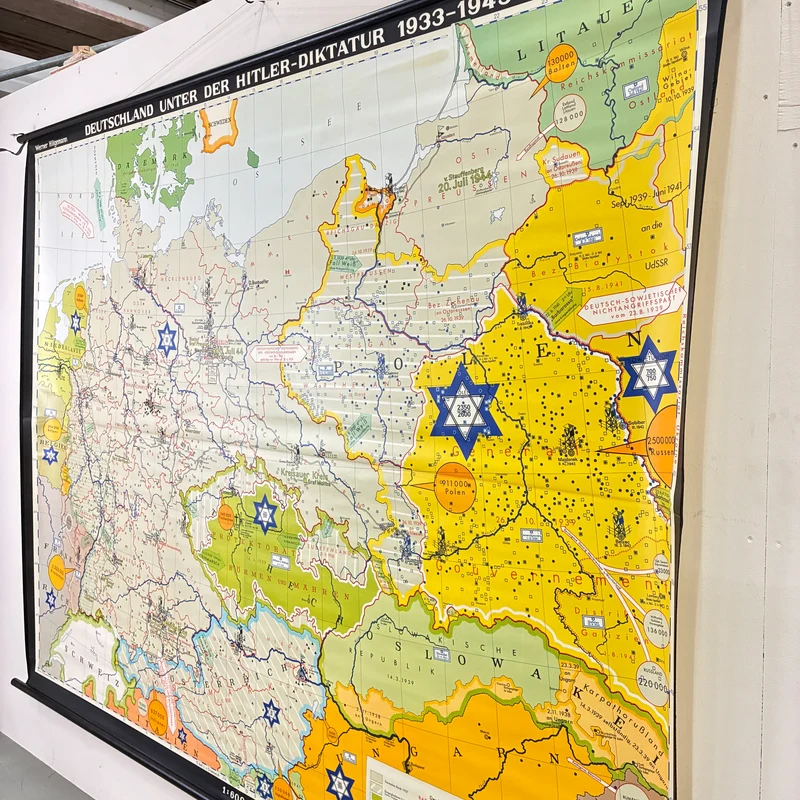 Vintage Schulkarte – Deutschland unter Hitler-Diktatur – Politik Geografie Lehrtafel Justus Perthes Rollbild Gebraucht