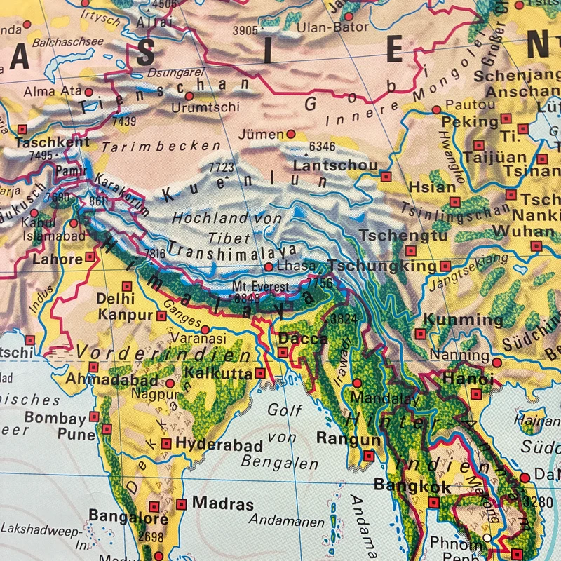 Vintage Schulkarte – Großlandschaften der Erde – Erdkunde Geografie Lehrtafel Alexander Rollbild Gebraucht