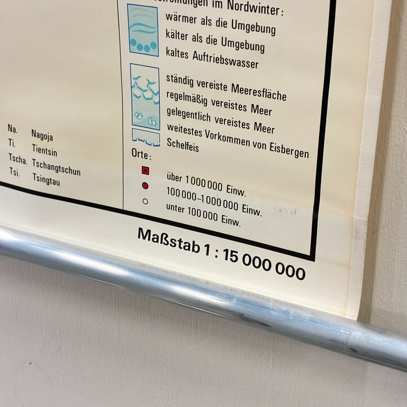 Vintage Schulkarte – Großlandschaften der Erde – Erdkunde Geografie Lehrtafel Alexander Rollbild Gebraucht