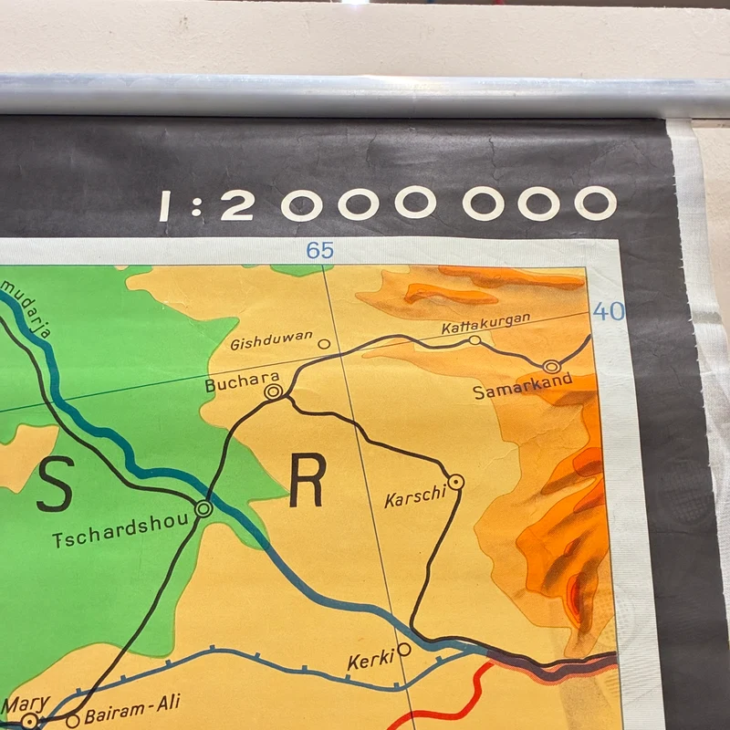 Vintage Schulkarte – Naher Osten physisch – Erdkunde Geografie Lehrtafel Haack Gotha Rollbild Gebraucht