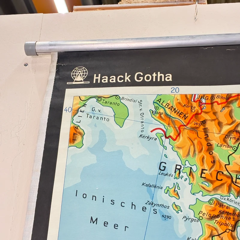 Vintage Schulkarte – Naher Osten physisch – Erdkunde Geografie Lehrtafel Haack Gotha Rollbild Gebraucht