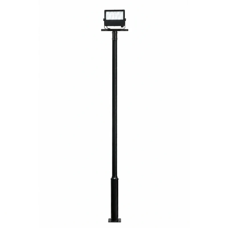 Lichtmast inkl. industrieller Baustrahler | 400 cm | 60-80-100 Watt | CCT – Lichtfarbe einstellbar | Schwarz