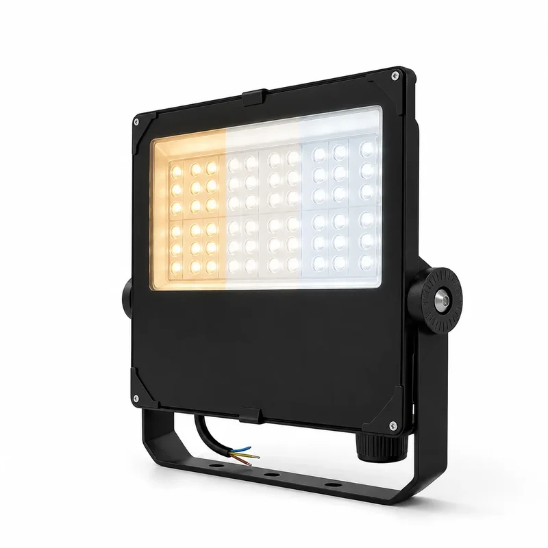 Lichtmast inkl. industrieller Baustrahler | 400 cm | 60-80-100 Watt | CCT – Lichtfarbe einstellbar | Schwarz