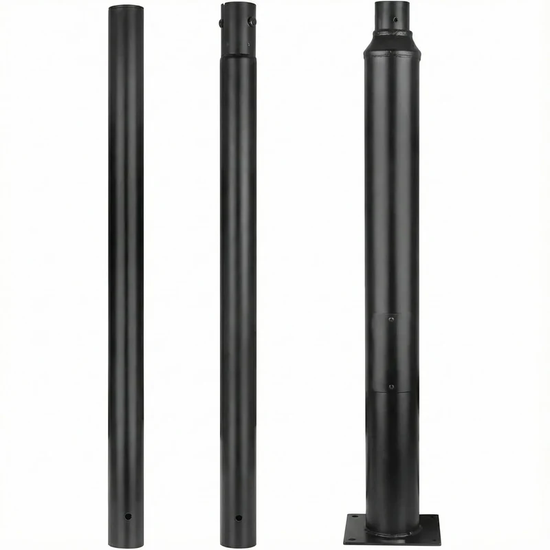 Lichtmast inkl. industrieller Baustrahler | 400 cm | 60-80-100 Watt | CCT – Lichtfarbe einstellbar | Schwarz