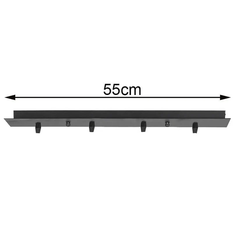 Deckenbaldachin Schwarz länglich 55cm – 4-flammig für Pendelleuchten~4148