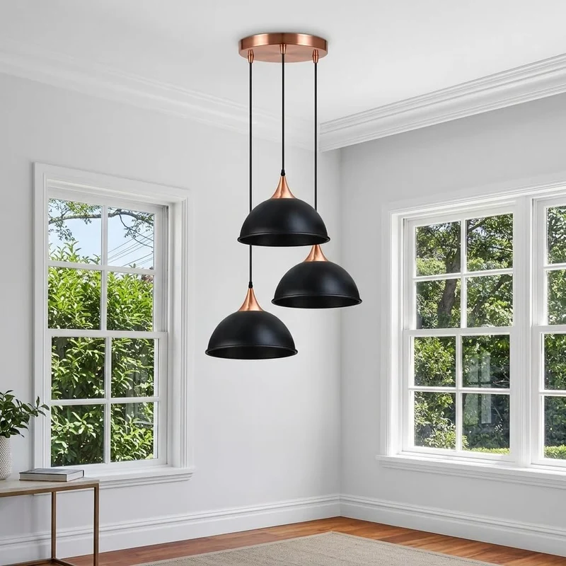 3er Cluster Pendelleuchte Höhenverstellbar | Industrie Esstisch Lampe Ø21cm ~4179