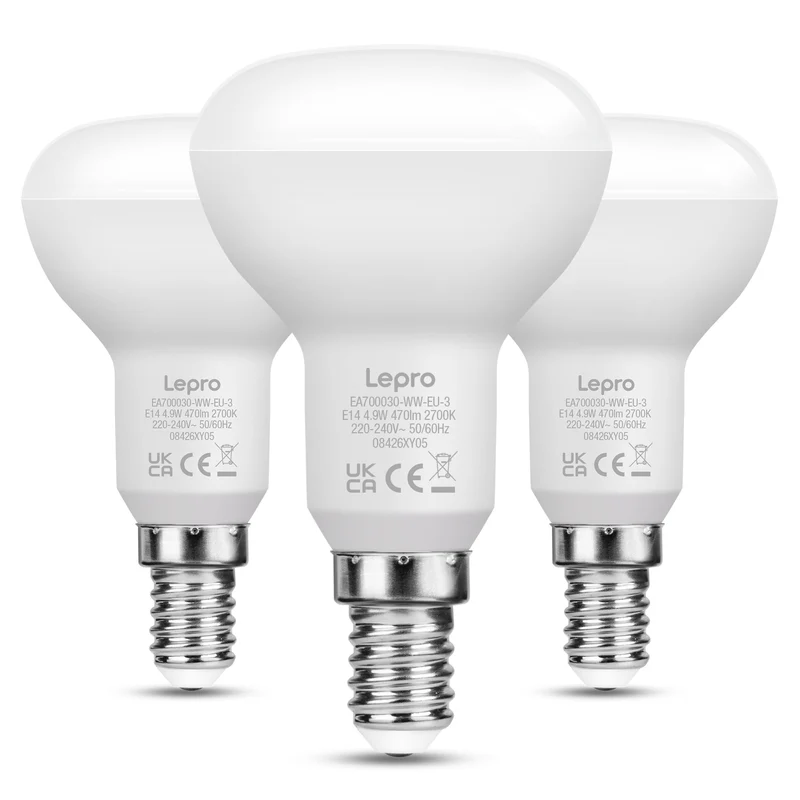 Lepro E14 LED Lampe 2700K Warmweiss, R50 4.9W 470 Lumen, 3 Stück | E14 led strahler R50 Glühlampe entspricht 40W Warmweiß Glühbirne, Reflektorlampe 120° Abstrahlwinkel Energiesparlampe
