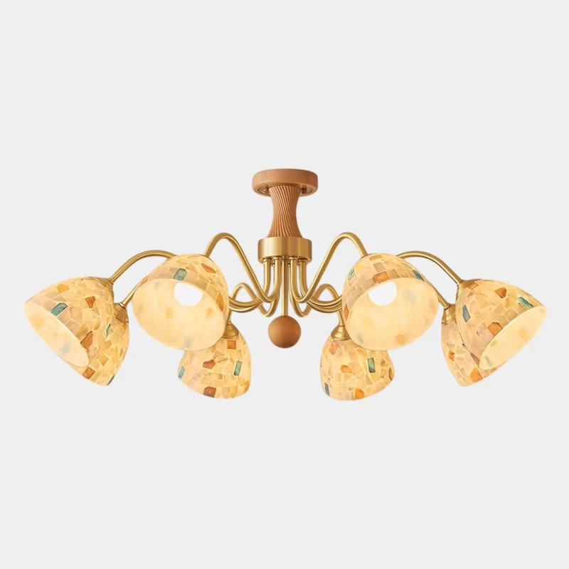 Brass Arm Seashell Chandelier, 6 Lights / 8 Lights
