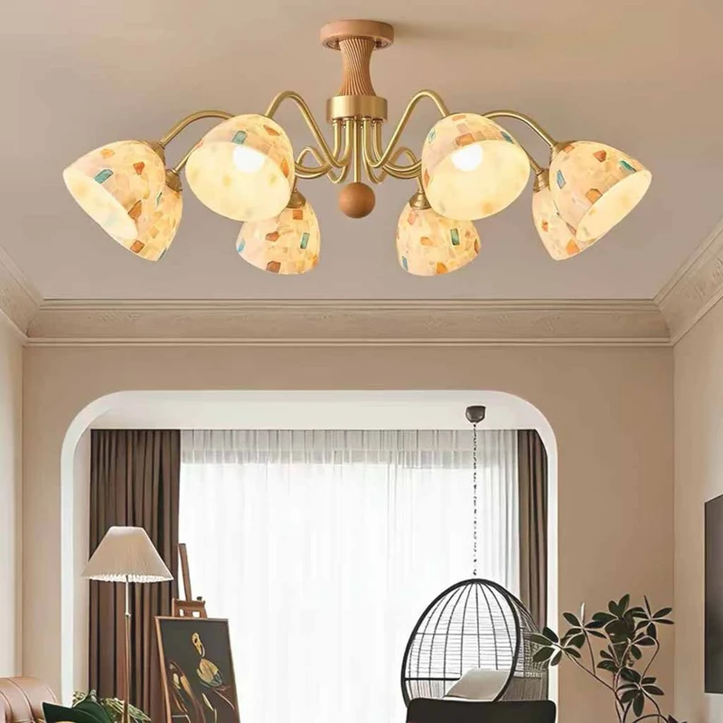 Brass Arm Seashell Chandelier, 6 Lights / 8 Lights