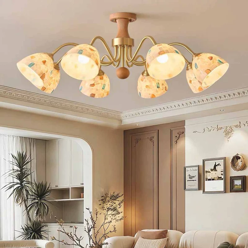 Brass Arm Seashell Chandelier, 6 Lights / 8 Lights