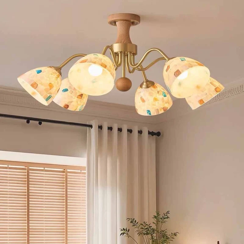 Brass Arm Seashell Chandelier, 6 Lights / 8 Lights